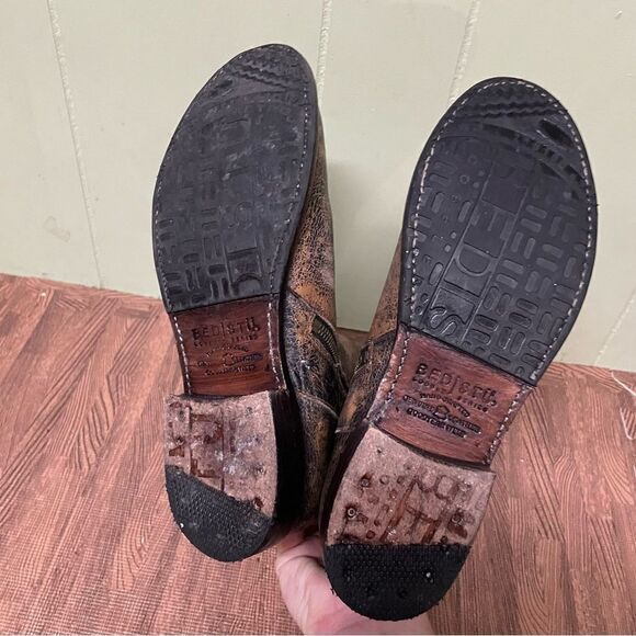 New Bed Stu Anthropologie Newark Distressed Lace‎ Up Riding Western Boots 9.5 - Picture 8 of 11